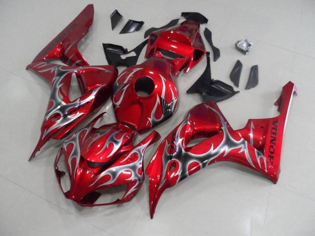 Rouge avec Noir Gris Flamme Carénage Moto Honda CBR 1000 RR 2006-2007 Rouge avec Noir Gris Flamme Carénage Moto Honda CBR 1000 RR 2006-2007