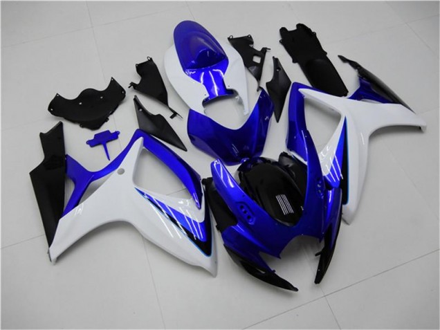 Bleu Blanc Kit Carénages Motos Suzuki GSXR 600 / 750 K6 2006-2007