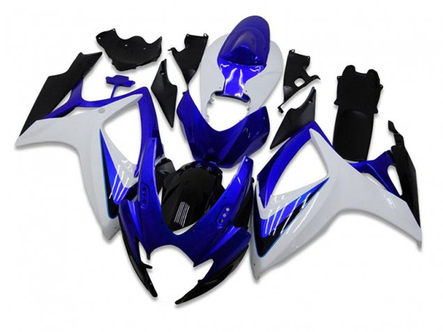 Bleu Blanc Kit Carénages Motos Suzuki GSXR 600 / 750 K6 2006-2007