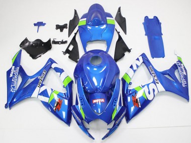 Bleu Blanc Kit Carénages Motos Complet Suzuki GSXR 600 / 750 K6 2006-2007