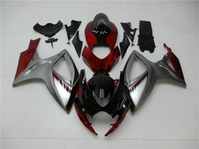 Rouge Argent Carénage Moto Suzuki GSXR 600 / 750 K6 2006-2007 Rouge Argent Carénage Moto Suzuki GSXR 600 / 750 K6 2006-2007