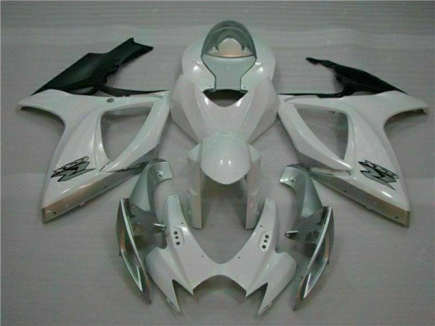 Blanc Argent Carrosserie Moto Suzuki GSXR 600 / 750 K6 2006-2007 Blanc Argent Carrosserie Moto Suzuki GSXR 600 / 750 K6 2006-2007
