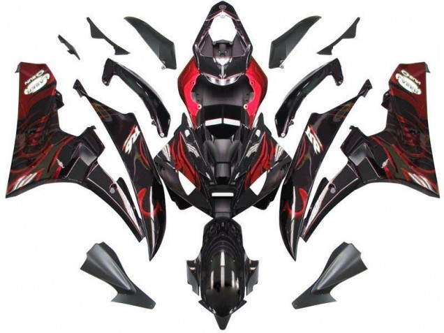 Noir Rouge Flamme Carénage Moto Yamaha R6 2006-2007 Noir Rouge Flamme Carénage Moto Yamaha R6 2006-2007