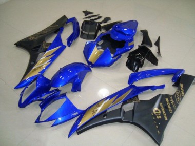 Noir Bleu avec Or Décalque Carénages Moto Yamaha R6 2006-2007