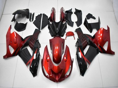 Rouge Noir Carénage Moto Kawasaki ZX14R ZZR 1400 2006-2011