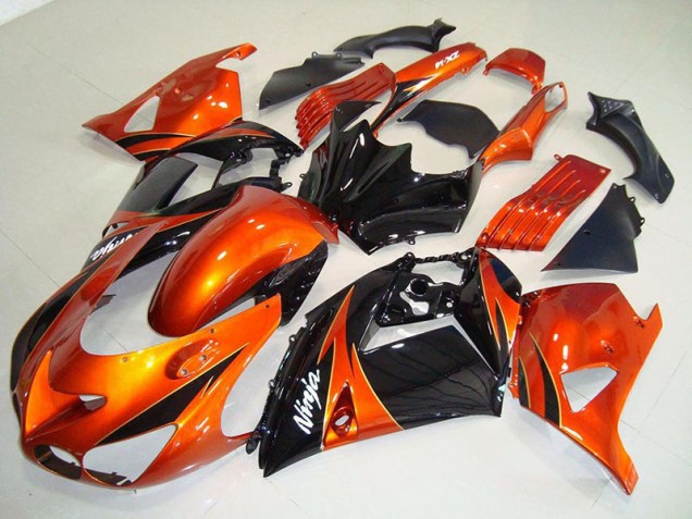 Orange Noir Carénage Moto Kawasaki ZX14R ZZR 1400 2006-2011 Orange Noir Carénage Moto Kawasaki ZX14R ZZR 1400 2006-2011