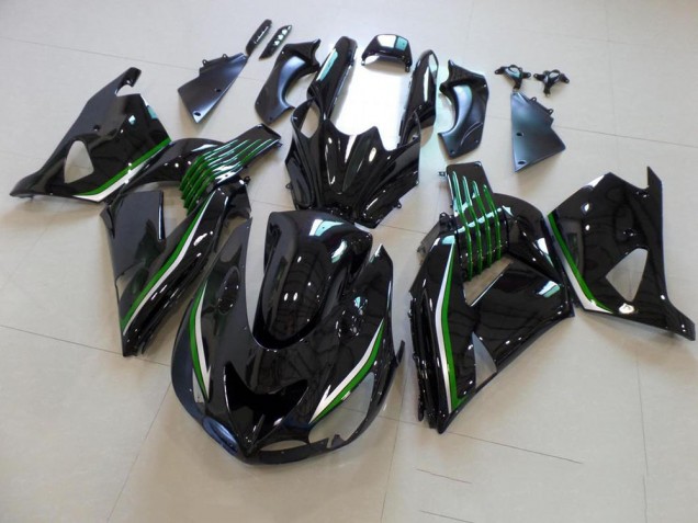 Noir Brillant avec Ligne Verte Carénage Moto Kawasaki ZX14R ZZR 1400 2006-2011 Noir Brillant avec Ligne Verte Carénage Moto Kawasaki ZX14R ZZR 1400 2006-2011