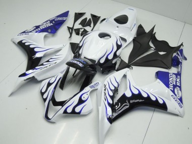 Blanc Bleu Flamme Carénage Moto Honda CBR 600 RR 2007-2008