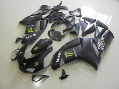 Noir Mat Monster Carénage Moto Kawasaki ZX6R 2007-2008