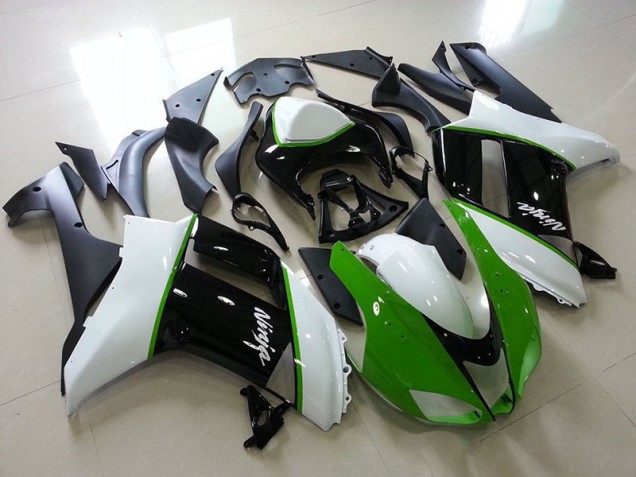 Vert Noir Blanc Carénage Moto Kawasaki ZX6R 2007-2008 Vert Noir Blanc Carénage Moto Kawasaki ZX6R 2007-2008