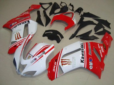 Rouge et Blanc Carénage Moto Kawasaki ZX6R 2007-2008