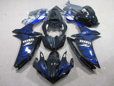 Noir avec Bleu Flamme Carénage Moto Yamaha R1 2007-2008