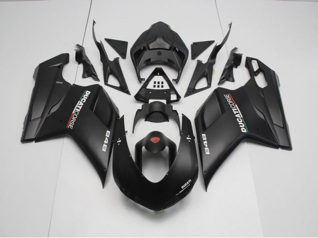 Noir Mat avec Blanc Décalque Carénage Moto Ducati 848 1098 1198 2007-2014