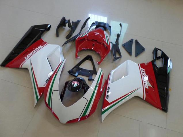 Blanc Rouge Carénage Moto Ducati 848 1098 1198 2007-2014 Blanc Rouge Carénage Moto Ducati 848 1098 1198 2007-2014