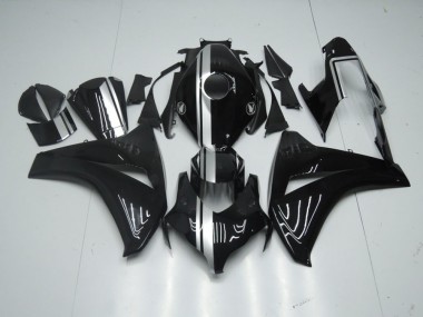 Noir Brillant avec Argent Bande Carénage Moto Honda CBR 1000 RR 2008-2011