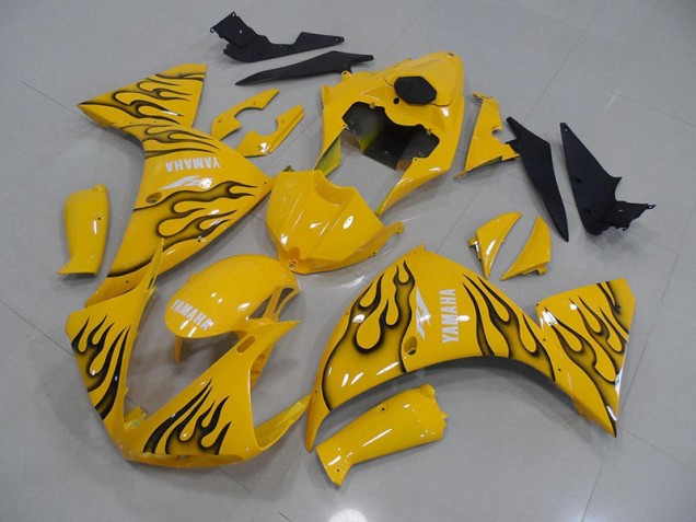 Jaune Noir Flamme Carénage Moto Yamaha R1 2009-2011 Jaune Noir Flamme Carénage Moto Yamaha R1 2009-2011