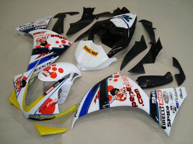 Blanc Noir Pepe Phone Carénage Moto Yamaha R1 2009-2011
