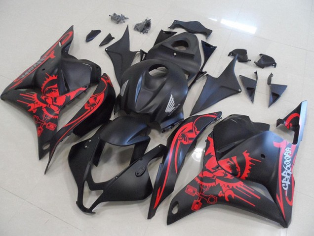 Noir Mat avec Rouge Crâne Carénage Moto Honda CBR 600 RR 2009-2012 Noir Mat avec Rouge Crâne Carénage Moto Honda CBR 600 RR 2009-2012