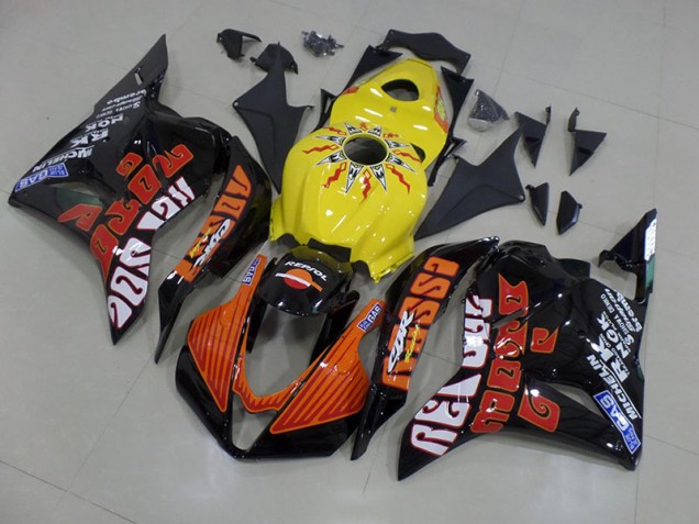 Jaune Rossi Courses Carénage Moto Honda CBR 600 RR 2009-2012 Jaune Rossi Courses Carénage Moto Honda CBR 600 RR 2009-2012