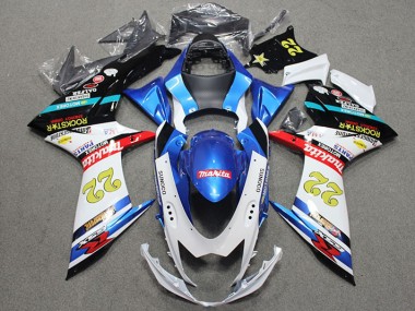 Bleu Blanc Rouge Rockstar 22 Carénage Moto Suzuki GSXR 600 K11 2011-2024
