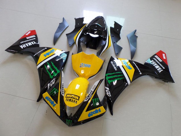 Jaune Noir Monster Carénages Moto Yamaha R1 2012-2014 Jaune Noir Monster Carénages Moto Yamaha R1 2012-2014