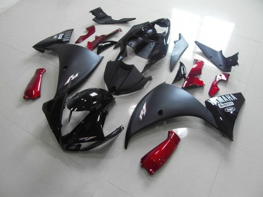 Noir Mat Rouge Carénage Moto Yamaha R1 2012-2014