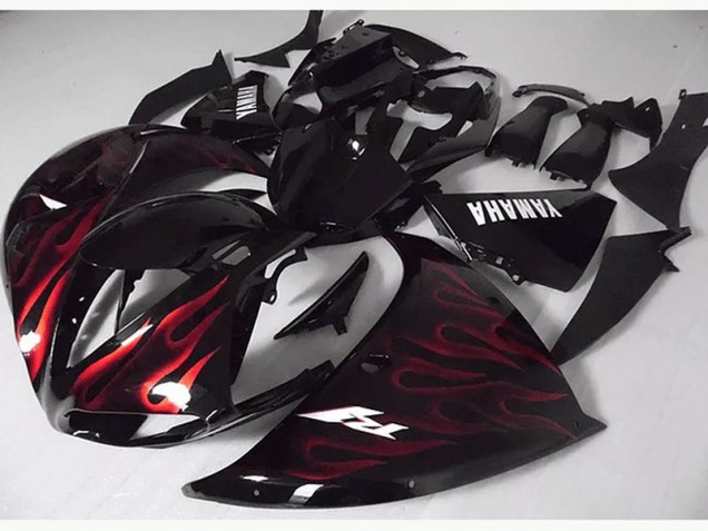 Rouge Noir Flamme Carénage Moto Yamaha R1 2012-2014
